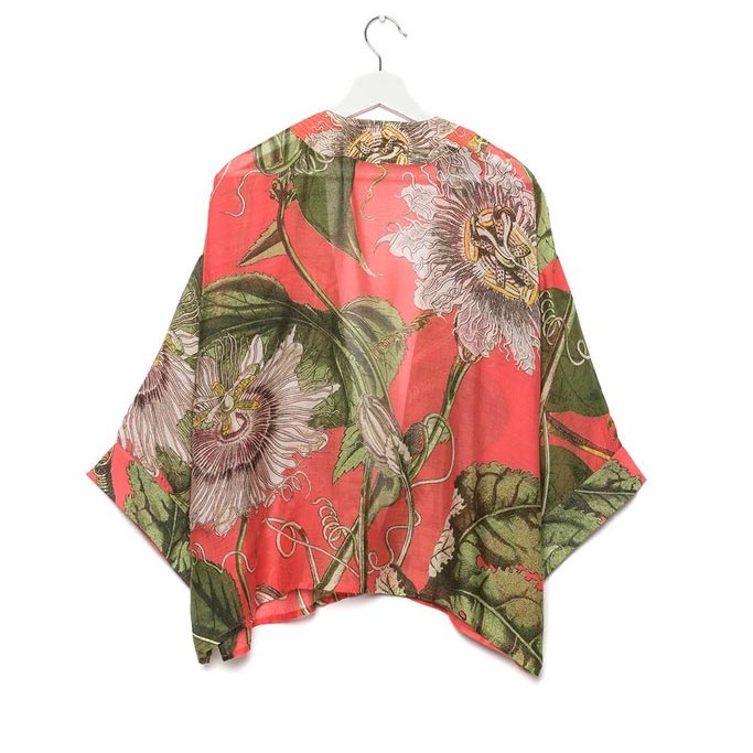 One Hundred Stars Kew Passion Flower Coral Kimono | Source