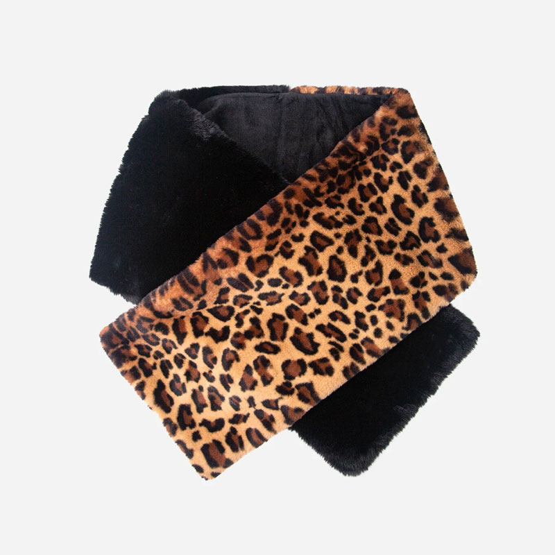 Leopard Print Faux Fur Scarf