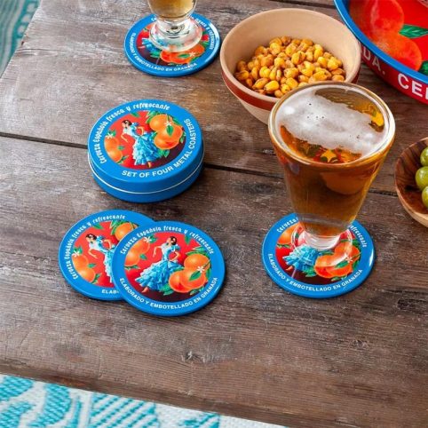 Set Of 4 Spanish Lady Metal Coasters - From Source Lifestyle