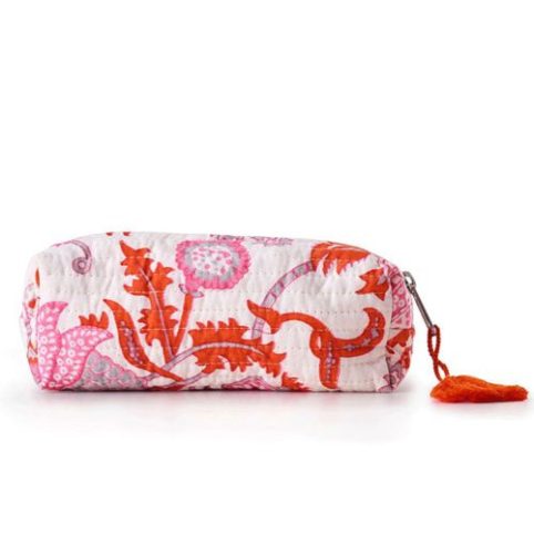 Luella Floral Quilted Makeup Bag In Pinks & Oranges On White - From Source Lifestyle