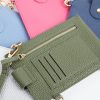 Slim Phone Pouch in olive green made from PU