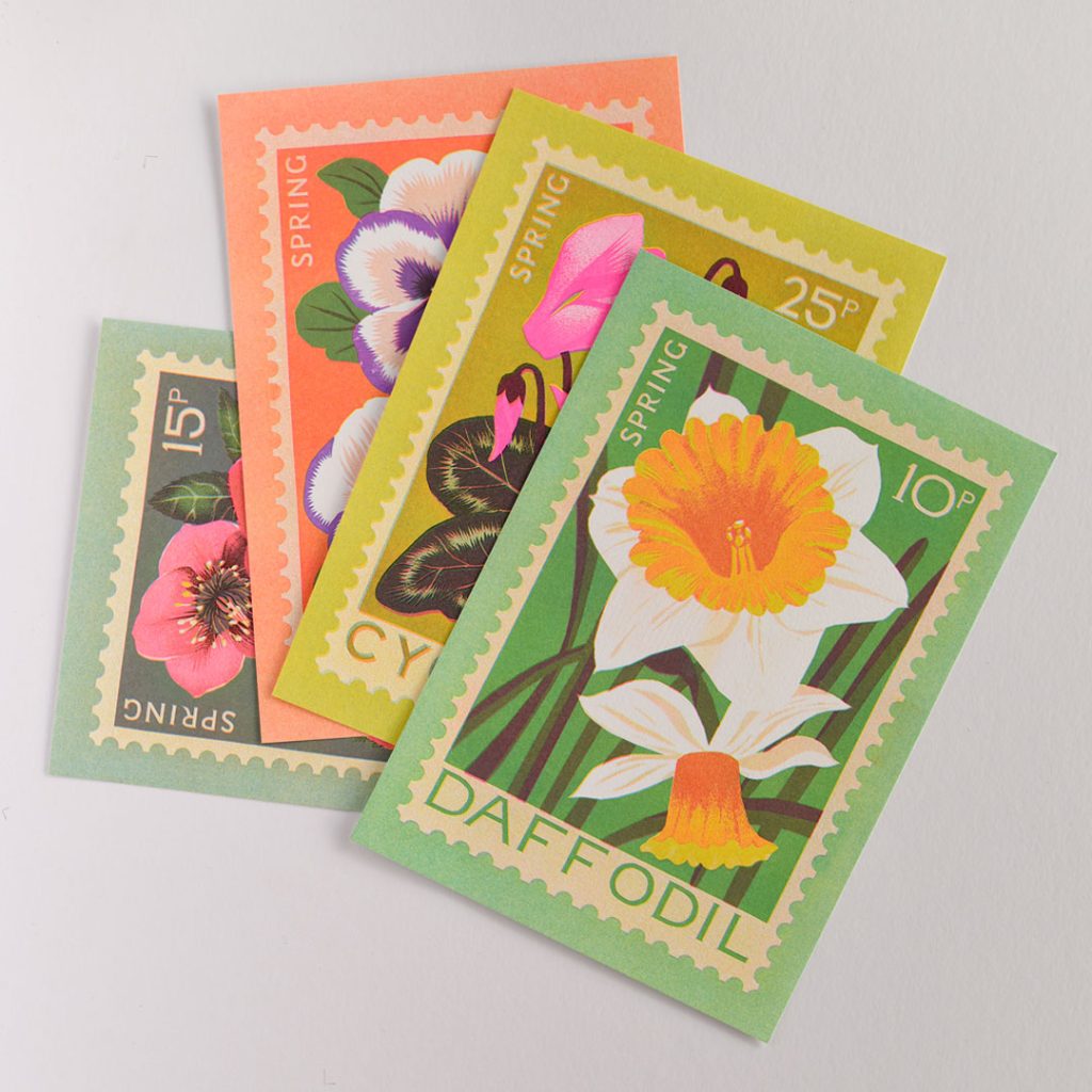 The pretty Daffodil A5 Risograph Print Made To Look Like A Stamp - From Source Lifestyle