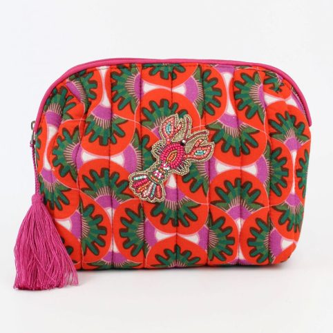 The Beaded Lobster Quilted Makeup Bag In Colours Of Ornage,Teal & Lilac. From Source Lifestyle UK