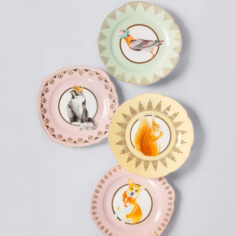 Best Of British Tea Plates In A Set Of Four. This Includes A Cat, Dog, Pigeon & Squirrel - From Source Lifestyle