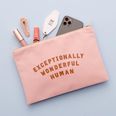 The Exceptionally Wonderful Human Pouch In Pink With Tan Wording - From Source Lifestyle UK