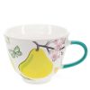 Large Pear China Mug With Blossom & A Butterfly - By Source Lifestyle UK