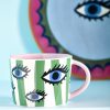 Hand Illustrated Green Stripe Eleanor Bowmer Eye Mug - From Source Lifestyle UK