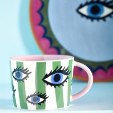 Hand Illustrated Green Stripe Eleanor Bowmer Eye Mug - From Source Lifestyle UK