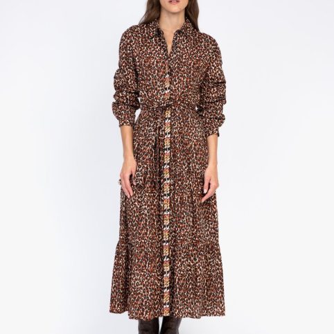 An'ge Leopard Print Dress In Cotton - From Source Lifestyle UK