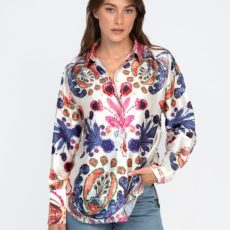 An'ge Silky Printed Shirt In Pinks & Blues - From Source Lifestyle UK