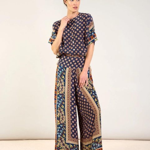 Moorish Blue Crepe Palazzo Pants - From Source Lifestyle UK