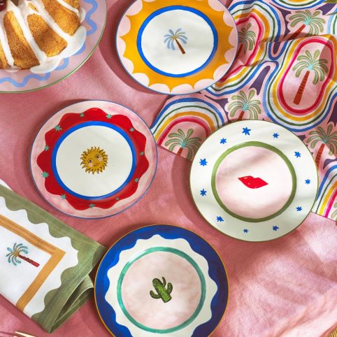 The Set Of 4 Eleanor Bowmer Cake Plates Each With A Different Image - From Source Lifestyle UK