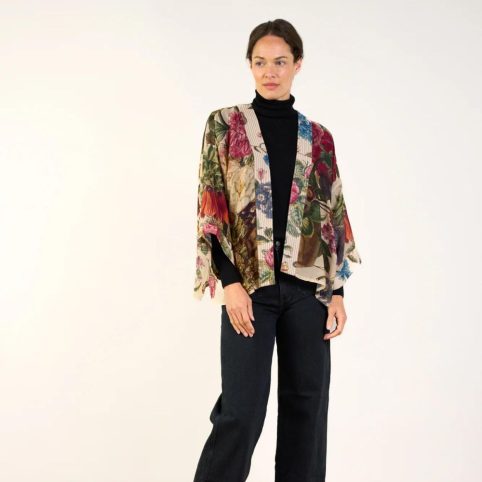 The Primula Stone Kimono With A Wonderful Flower Design. From Source Lifestyle UK