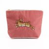 Pink Velvet Hare Pouch With Gold & Bronze Beading - From Source Lifestyle UK