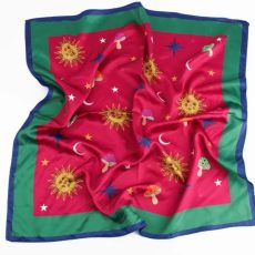 Silky Mushroom & Square Scarf With Stars And Moon - From Source Lifestyle UK