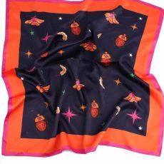 Silky Moth & Beetle Square Scarf With A Pink & Orange Border - From Source Lifestyle UK