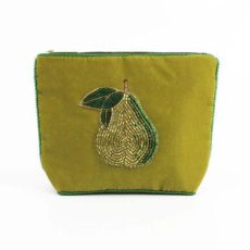 Small Pear Velvet Pouch With Glass Beads - From Source Lifestyle UK