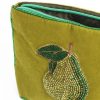 Small Pear Velvet Pouch With Glass Beads - By Source Lifestyle UK