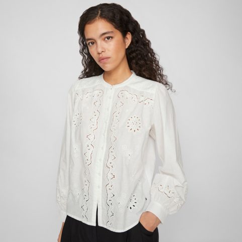 White Cotton Vila Cut-Out Detail Shirt - From Source Lifestyle UK