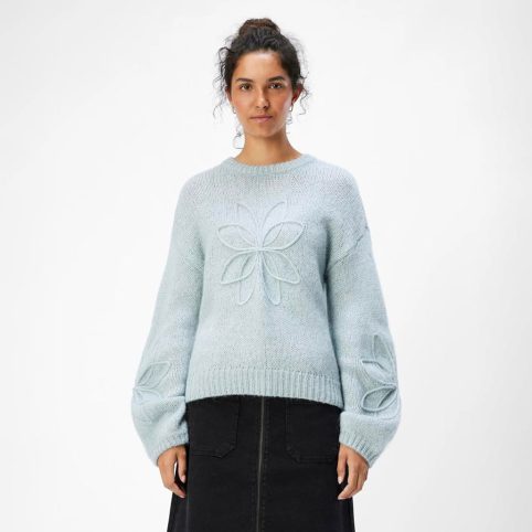 Object 3D Flower Knit Jumper On The Front & Sleeves - From Source Lifestyle UK