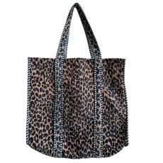 Blue Velvet Leopard Print Tote - From Source Lifestyle UK