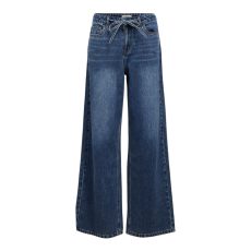 Tie Front Wide Leg Jeans In Faded Denim - From Source Lifestyle UK