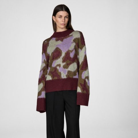 YAS Plum & Lilac Abstract Jumper - From Source Lifestyle UK