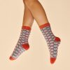 Powder Fair Isle Cosy Socks In Blue & Orange - By Source Lifestyle UK