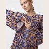 YAS Pleated Abstract Print Top In Blues - By Source Lifestyle UK