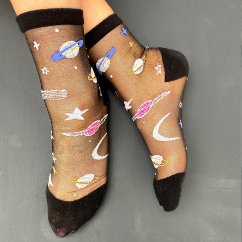 After Dark Sheer Socks With Glittery Stars & Planets - From Source Lifestyle UK