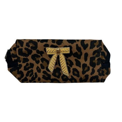 Sixton Leopard Print Makeup Bag With Detachable Bow Brooch - From Source Lifestyle UK